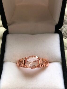 14k Rose gold over silver 925 rosé quartz ring